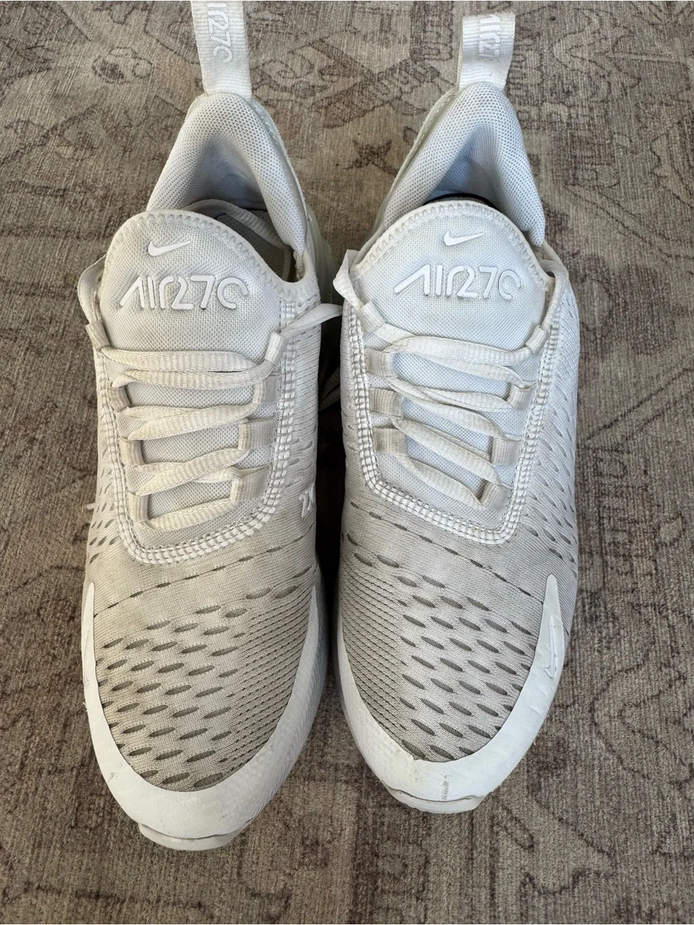 Nike White Light Grey Mesh Youth Sneakers